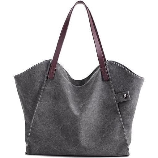 Stor kapacitet Canvas Handväska Axelväska Tote Bag Handväska Shopping Bag Grå
