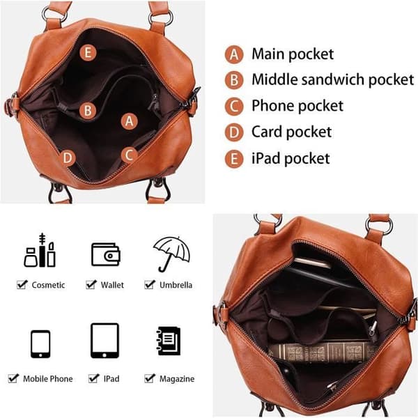 Retro Damhandväska Oljevax Artificiellt läder Axelväskor Crossbody-väska med lång rem