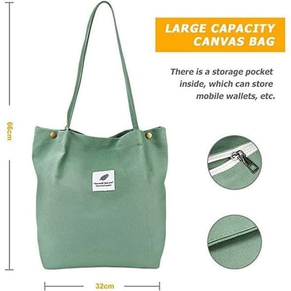Canvas Handväska Dam Shopping Reseaxelväska Casual Bag Yolistar (Grön)