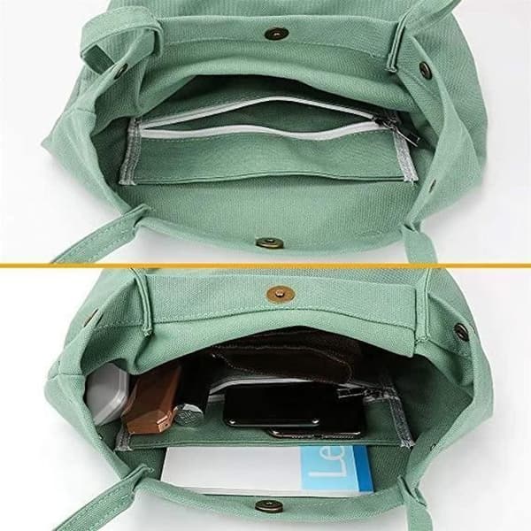 Canvas Handväska Dam Shopping Reseaxelväska Casual Bag Yolistar (Grön)