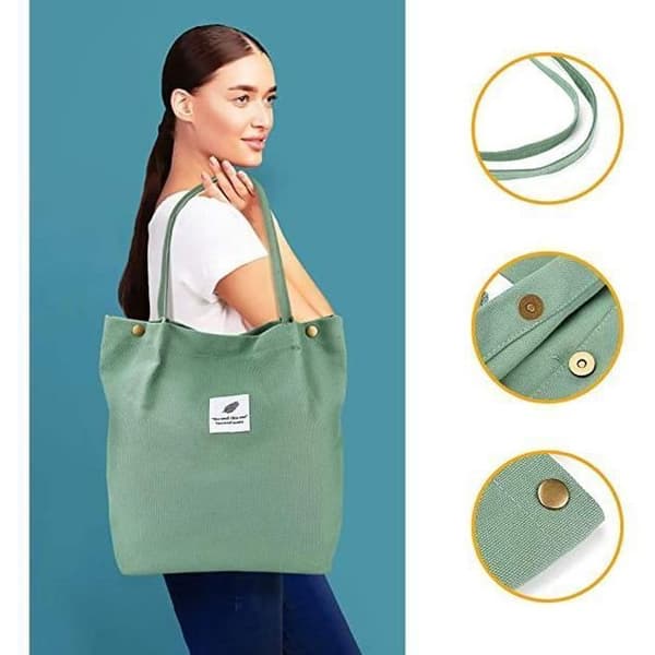 Canvas Handväska Dam Shopping Reseaxelväska Casual Bag Yolistar (Grön)