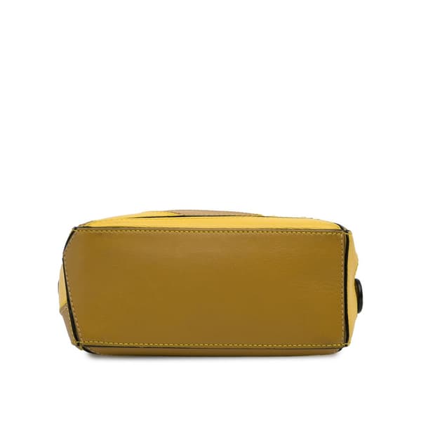 Pre-owned LOEWE Mini Puzzle Rugby Stripe Satchel Yellow