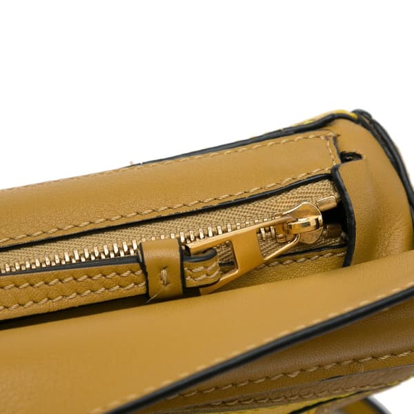 Pre-owned LOEWE Mini Puzzle Rugby Stripe Satchel Yellow