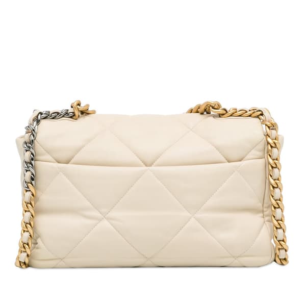 Pre-owned Chanel Large Lambskin 19 Flap White