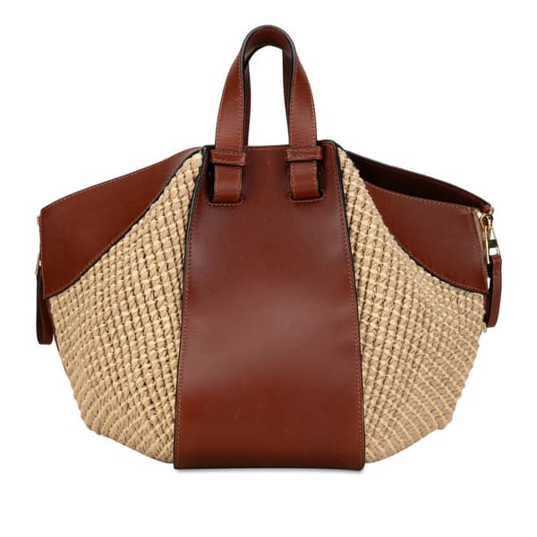 Pre-owned LOEWE Small Leather and Raffia Hammock Bag Brown