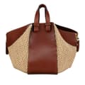 Miniatyrbild 3 av 10: Pre-owned LOEWE Small Leather and Raffia Hammock Bag Brown