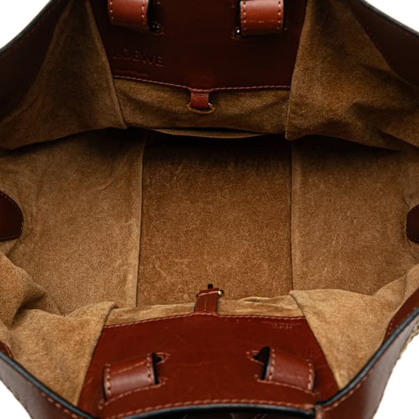 Pre-owned LOEWE Small Leather and Raffia Hammock Bag Brown