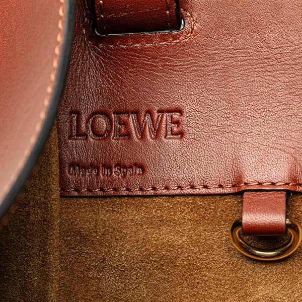 Pre-owned LOEWE Small Leather and Raffia Hammock Bag Brown