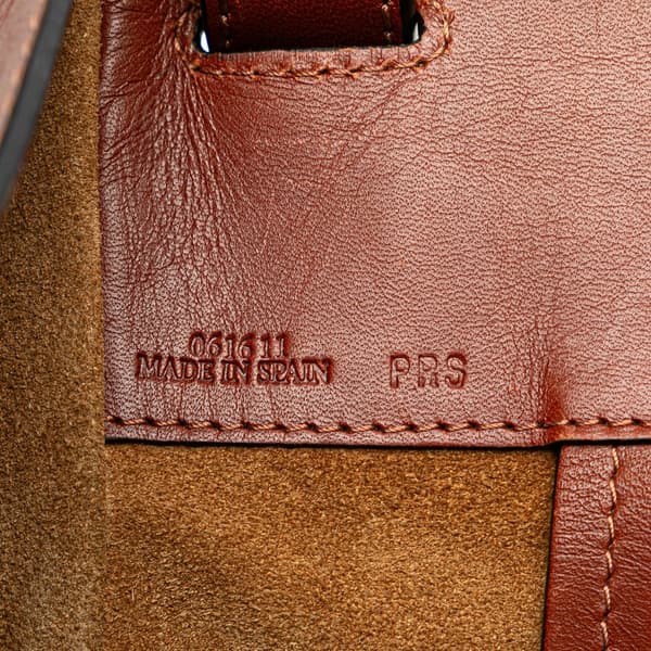 Pre-owned LOEWE Small Leather and Raffia Hammock Bag Brown