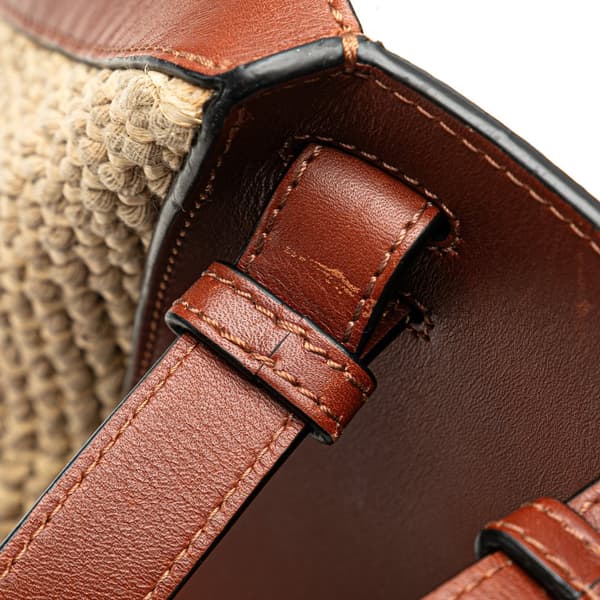Pre-owned LOEWE Small Leather and Raffia Hammock Bag Brown