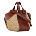 Miniatyrbild 2 av 10: Pre-owned LOEWE Small Leather and Raffia Hammock Bag Brown