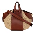 Miniatyrbild 1 av 10: Pre-owned LOEWE Small Leather and Raffia Hammock Bag Brown