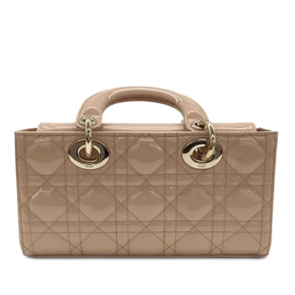 Pre-owned Dior Small Patent Cannage Lady D-Joy Brown