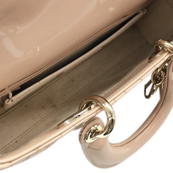 Pre-owned Dior Small Patent Cannage Lady D-Joy Brown