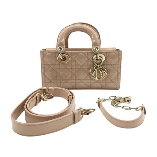 Pre-owned Dior Small Patent Cannage Lady D-Joy Brown