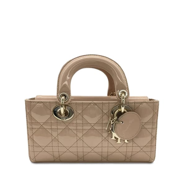 Pre-owned Dior Small Patent Cannage Lady D-Joy Brown