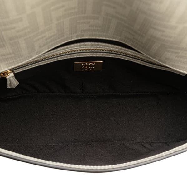 Pre-owned Fendi Zucca Graphic Print Coated Canvas Bikini Girls Baguette Satchel White
