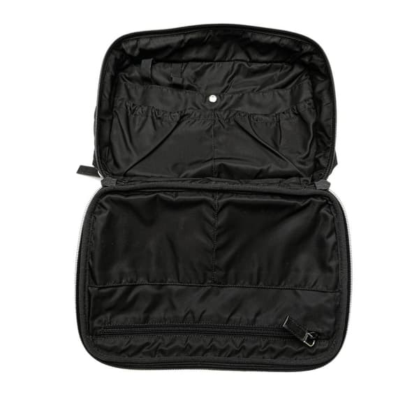 Pre-owned Prada Saffiano Trimmed Tessuto Vanity Bag Black