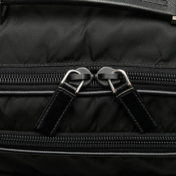 Pre-owned Prada Saffiano Trimmed Tessuto Vanity Bag Black