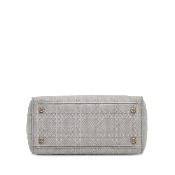 Pre-owned Dior Medium Canvas Cannage Lady D Lite Gray