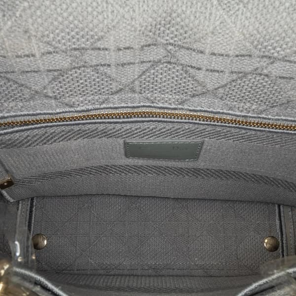 Pre-owned Dior Medium Canvas Cannage Lady D Lite Gray