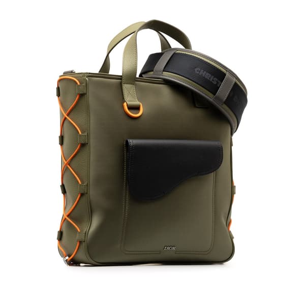 Pre-owned Dior x Sacai Saddle Tote Green