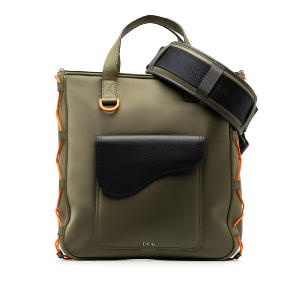 Pre-owned Dior x Sacai Saddle Tote Green