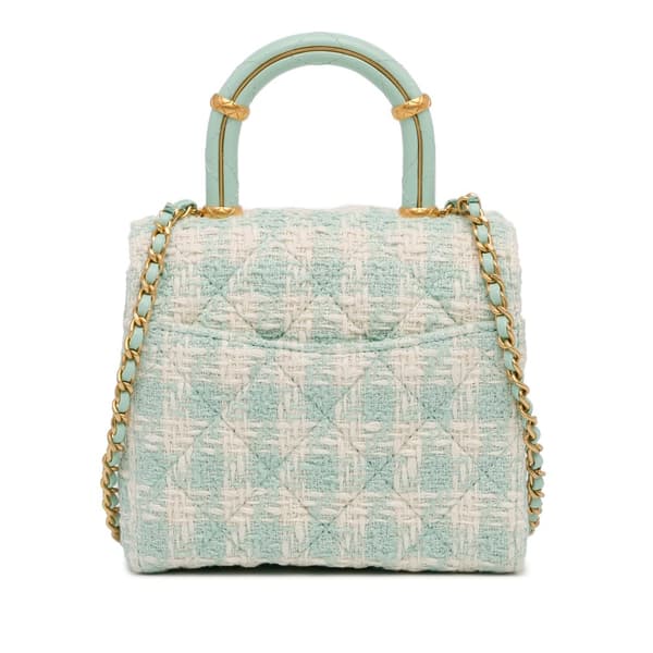 Pre-owned Chanel Quilted Tweed Crush Top Handle Bag Blue