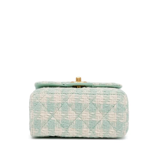 Pre-owned Chanel Quilted Tweed Crush Top Handle Bag Blue