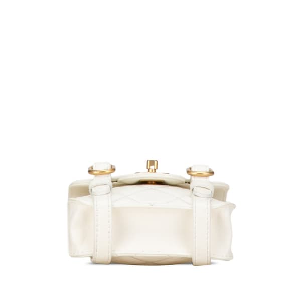 Pre-owned Chanel Mini Aged Calfskin City School Flap White