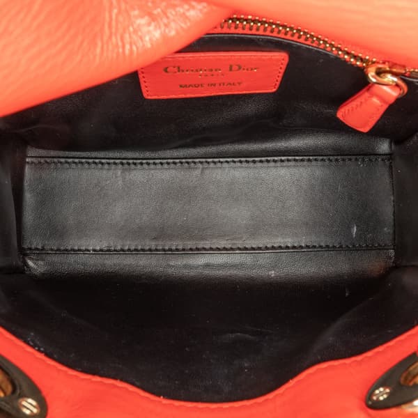 Pre-owned Dior Mini Calfskin Sequin Embellished Lady Dior Red