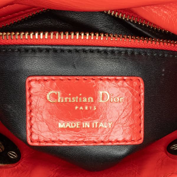Pre-owned Dior Mini Calfskin Sequin Embellished Lady Dior Red