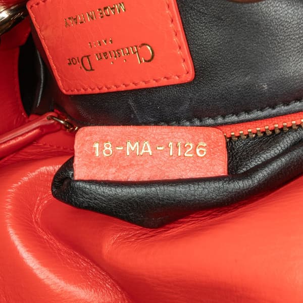 Pre-owned Dior Mini Calfskin Sequin Embellished Lady Dior Red