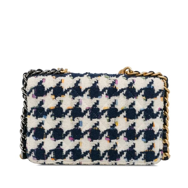 Pre-owned Chanel Tweed 19 Wallet On Chain Blue