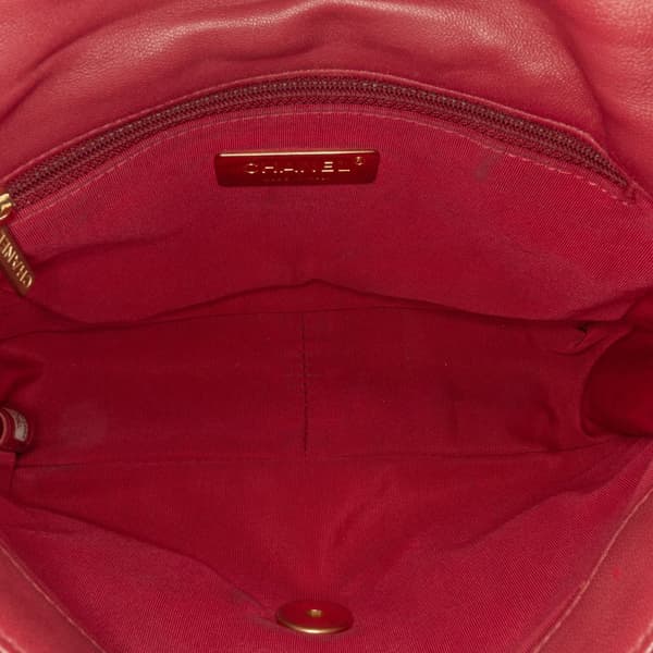 Pre-owned Chanel Medium Lambskin 19 Flap Red