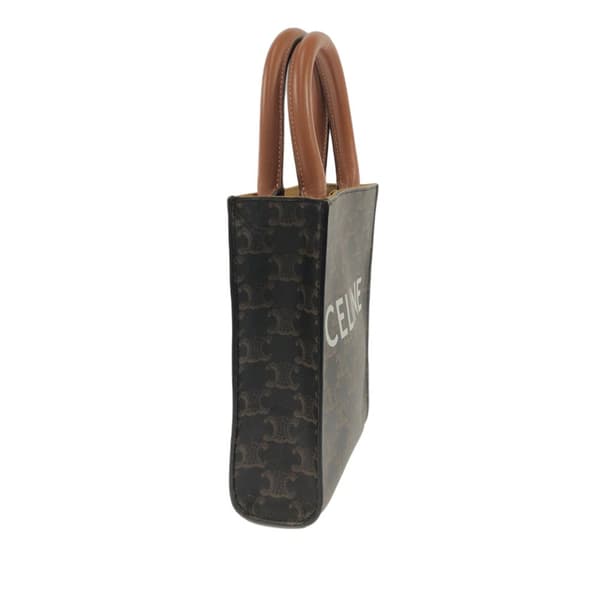 Pre-owned Celine Mini Triomphe Coated Canvas Vertical Cabas Satchel Brown