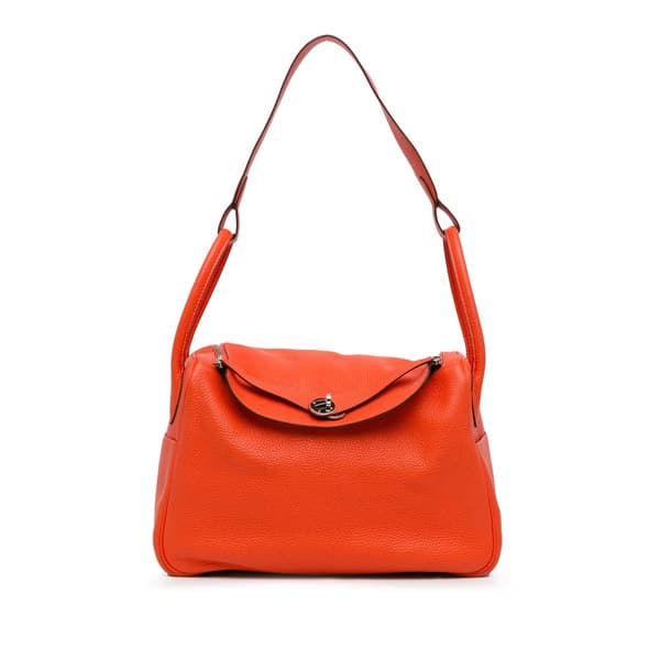 Pre-owned Hermès Clemence Lindy 34 Orange
