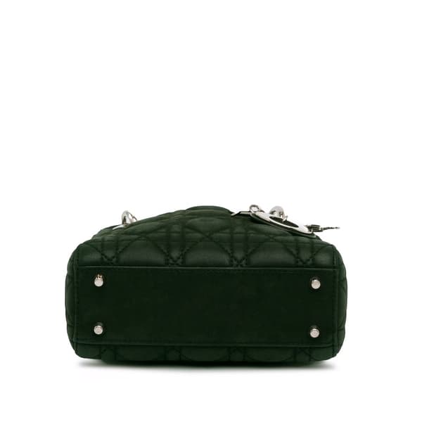 Pre-owned Dior Mini Iridescent Fabric Cannage Lady Dior Green