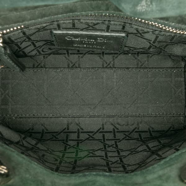 Pre-owned Dior Mini Iridescent Fabric Cannage Lady Dior Green
