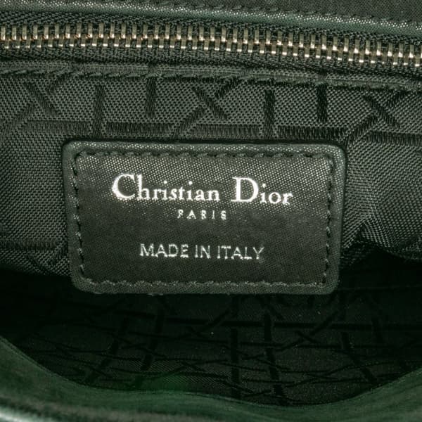 Pre-owned Dior Mini Iridescent Fabric Cannage Lady Dior Green