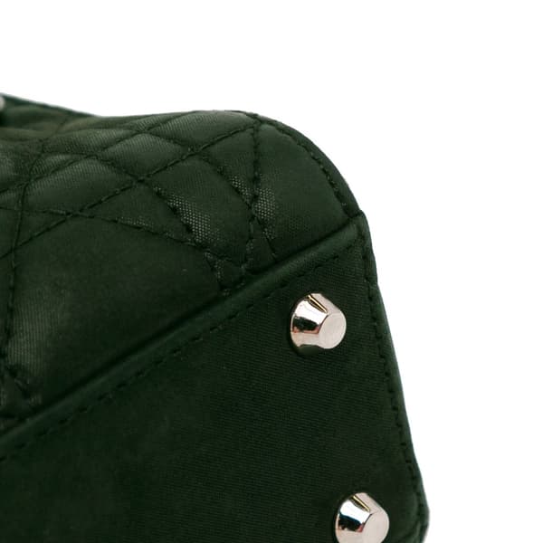 Pre-owned Dior Mini Iridescent Fabric Cannage Lady Dior Green