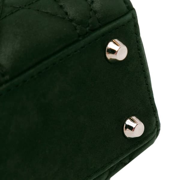 Pre-owned Dior Mini Iridescent Fabric Cannage Lady Dior Green
