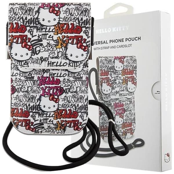 Hello Kitty Leather Tags Graffiti Cord bag - beige