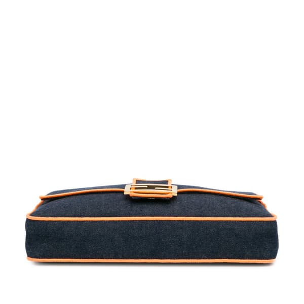Pre-owned Fendi Large Denim Baguette Satchel Blue