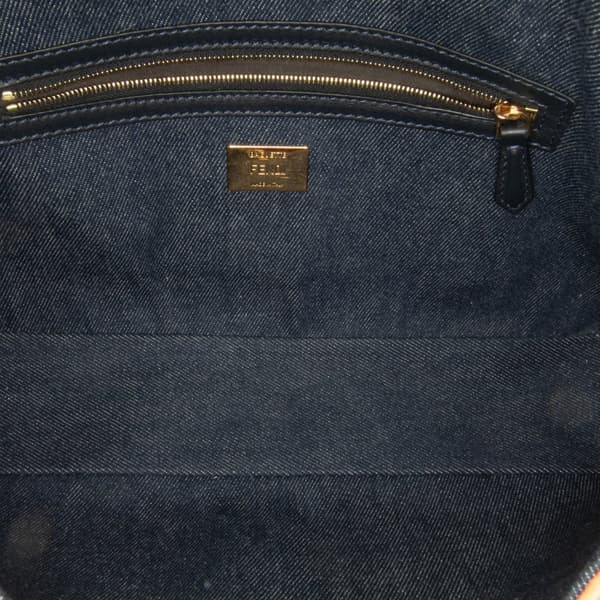 Pre-owned Fendi Large Denim Baguette Satchel Blue