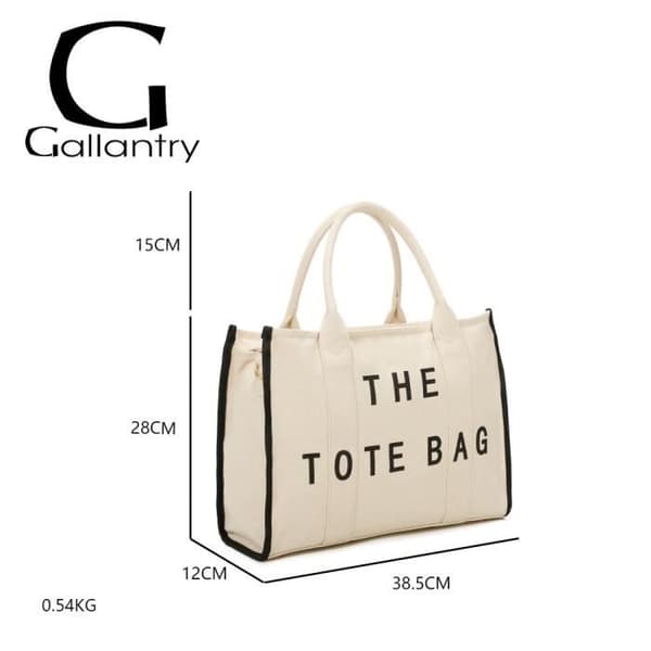 Totebag-handväskan i tygstorlek L Gallantry Beige