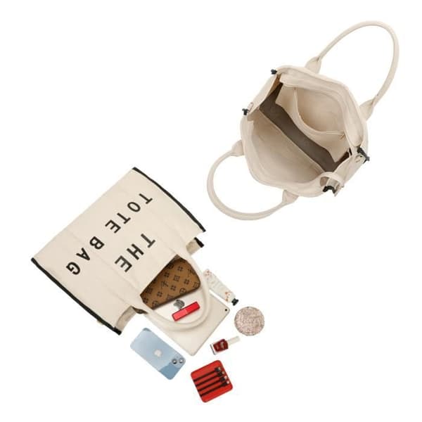 Totebag-handväskan i tygstorlek L Gallantry Beige