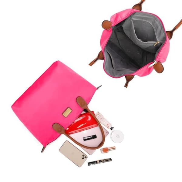 La Balade Cabas handväska storlek L Gallantry Fuchsia - Rosa - Syntet - Dragkedja - Slät - Blandat