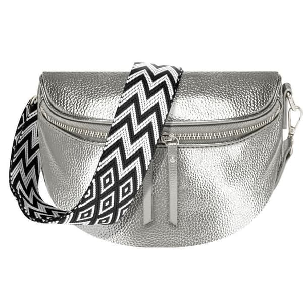 Crossbody bältesväska - GALLANTRY - Luna - Grå - Syntet - Dragkedja