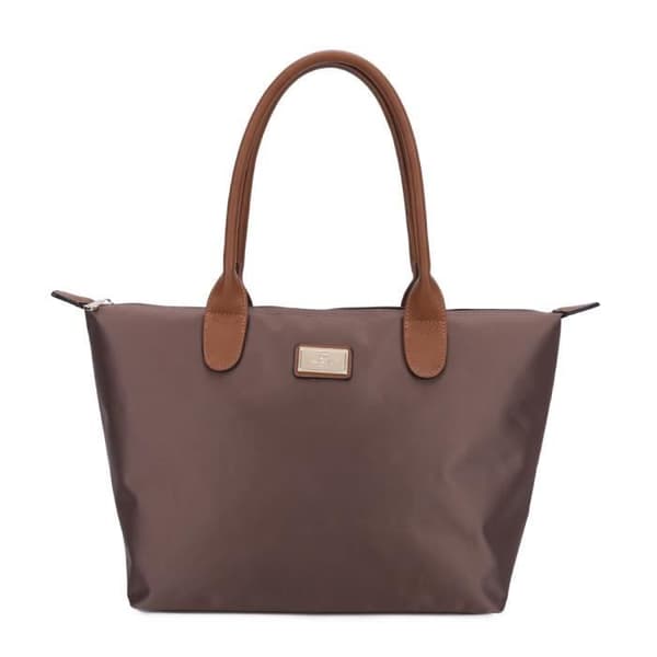 Handväska - GALLANTRY - La Balade - Storlek M - Brun - Beige - Dragkedja - Axelrem